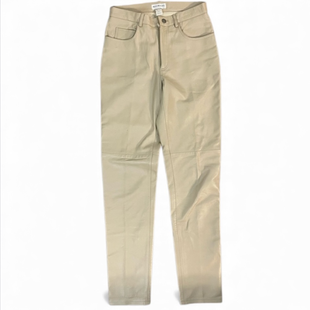 Vintage Cream Leather Pants Women’s 8T Tall High‎ Rise Straight Leg